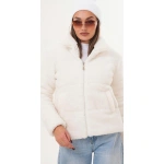 Kadın Ekru Renk Peluş Mont